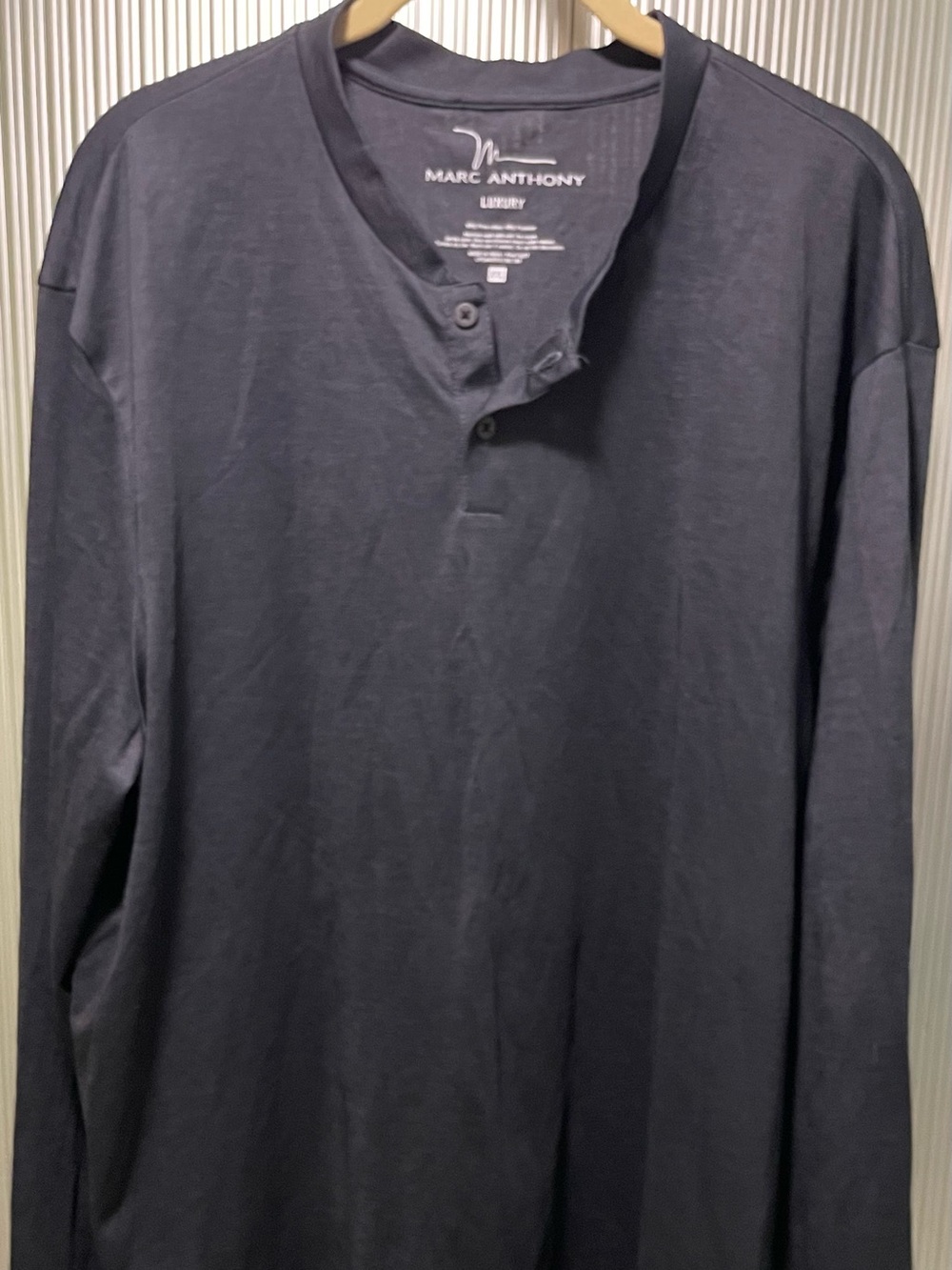 Marc Anthony Luxury Henley Men's 2XL Long Sleeve Button Up